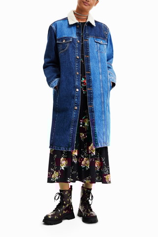 Veste longue en jean Bleu