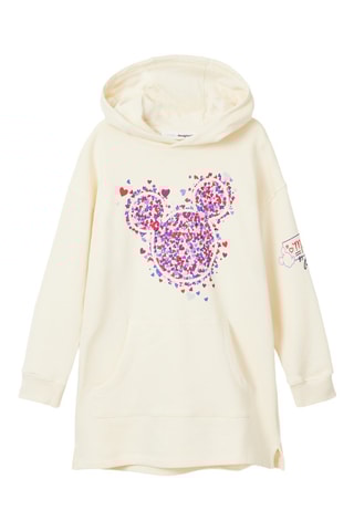 Robe sweat à capuche Mickey Disney - Écru
