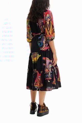 Robe midi Noir et rose