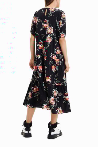 Robe midi Noir et rose