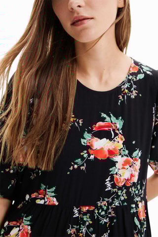 Robe midi Noir et rose