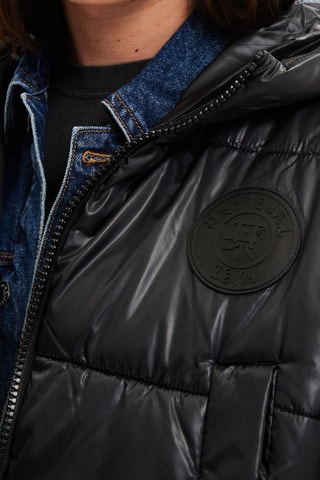 Doudoune à capuche Noir et bleu cobalt