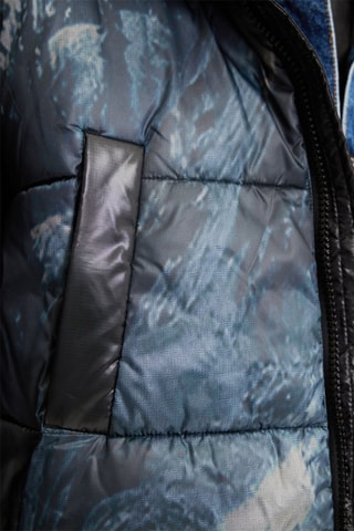 Doudoune à capuche Noir et bleu cobalt