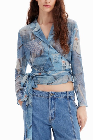 Blouse portefeuille - Bleu