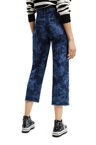 Pantacourt en jean taille haute Bleu marine