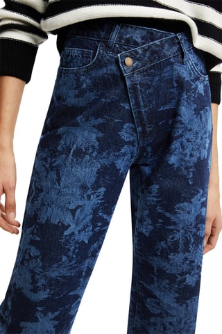 Pantacourt en jean taille haute Bleu marine