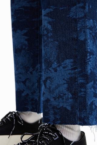 Pantacourt en jean taille haute Bleu marine