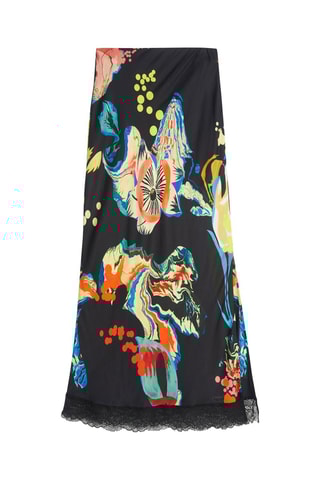 Jupe midi Noir et orange