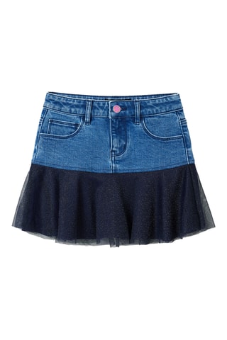 Jupe bi-matière - Bleu