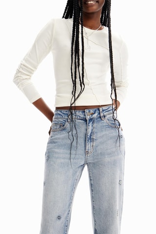 Jean droit taille haute - Bleu clair