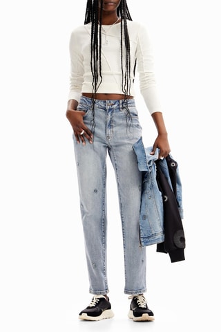 Jean droit taille haute - Bleu clair