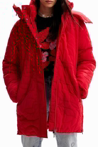 Veste regular à capuche - Rouge