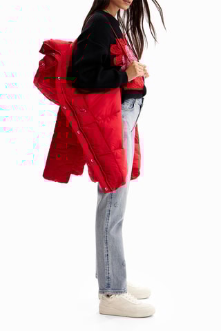 Veste regular à capuche - Rouge