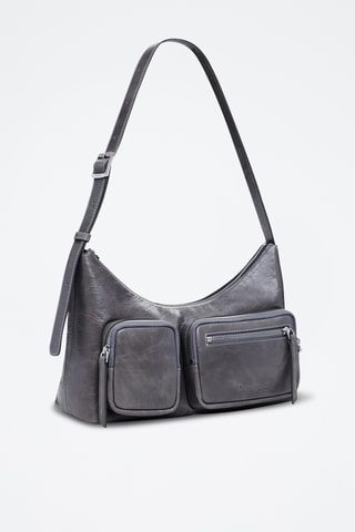Sac porté épaule en cuir - Gris