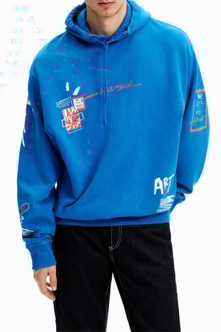 Sweat regular à capuche - Bleu