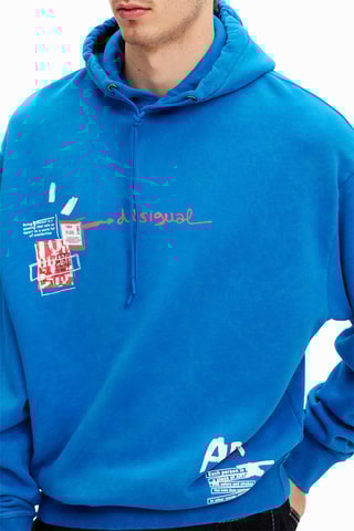 Sweat regular à capuche - Bleu