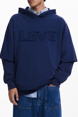 Sweat regular à capuche - Bleu marine