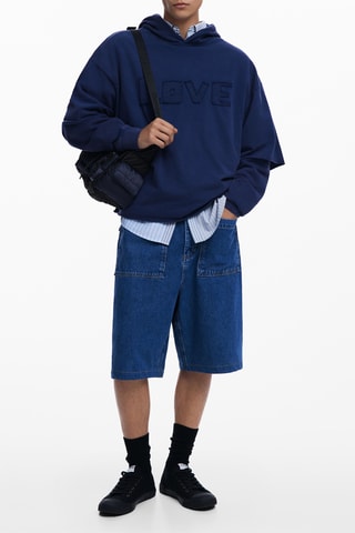 Sweat regular à capuche - Bleu marine