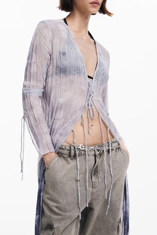 Gilet long regular - Violet et bleu foncé