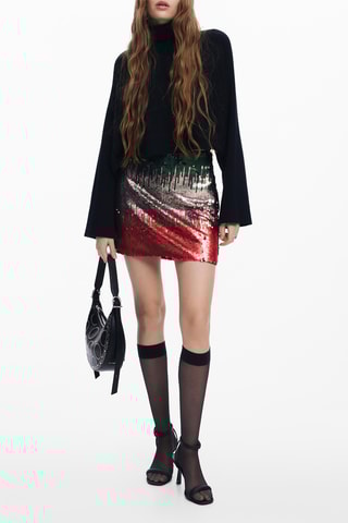 Minijupe - Kaki et argenté