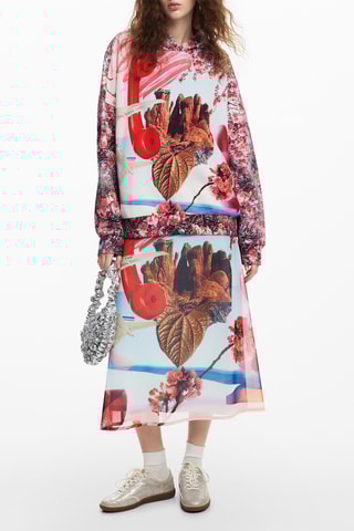 Sweat oversize à capuche - Rose