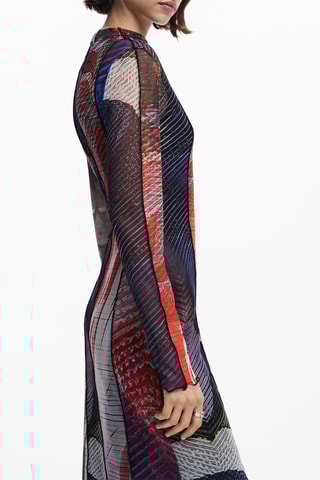 Robe longue - Kaki et rouge