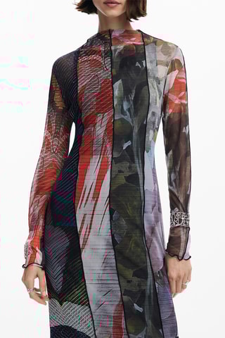 Robe longue - Kaki et rouge