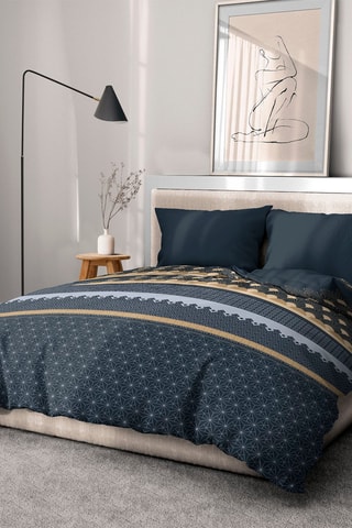 Conjunto de edredão e edredão Charlest - Azul-marinho e bege