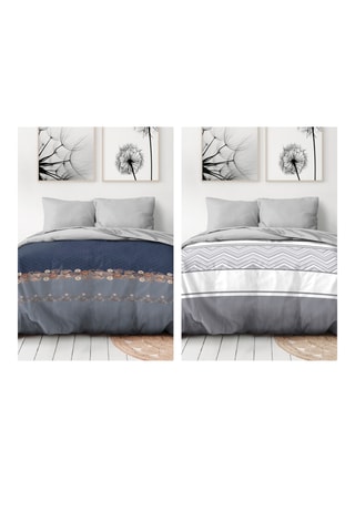 2 conjuntos de edredão em microfibra 75 fios/cm² Chapada et Cordoba - Cinzento e azul