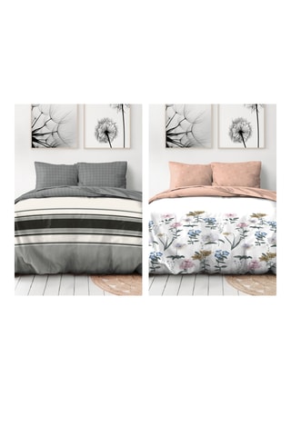 2 conjuntos de edredão em microfribra 75 fios/cm² Sawatch et Shebsi - Rosa e cinzento