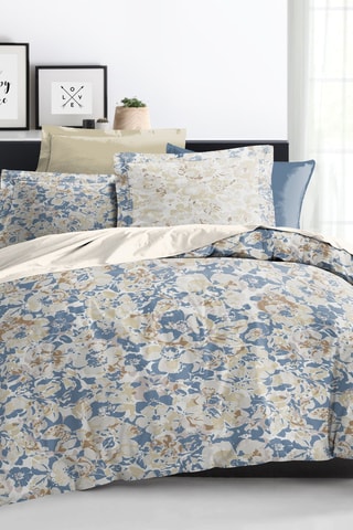 Conjunto de edredão em algodão 57 fios/cm² Camouflage - Branco e azul