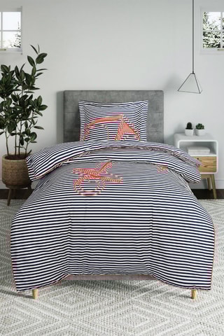 Conjunto de edredão em algodão 57 fios/cm² Tourbillon - Branco e azul