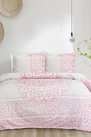 Conjunto de edredão em algodão 57 fios/cm² Tourbillon - Branco e vermelho