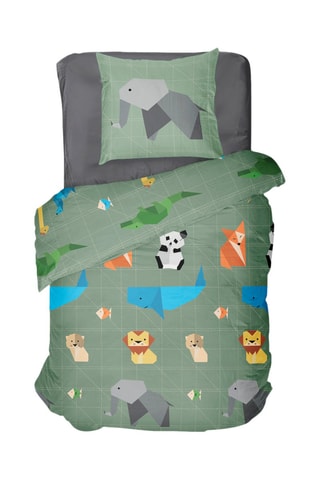 Conjunto de edredão em algodão 57 fios/cm² Origatoon -  
Caqui e cinzento