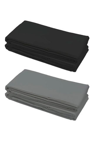 2 lençóis lisos de algodão 57 fios/cm²- Preto e cinzento escuro