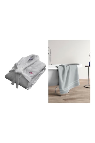 Roupão S e toalha - Cinzento-claro