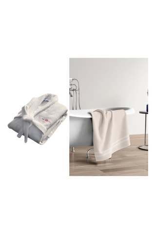 Roupão S e toalha - Cru