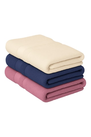 3 toalha de mãos Le temps d'un bain - Bege, azul e rosa - 50 x 100 cm