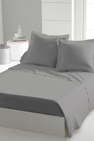 2 lençóis-lisos em algodão 57 fios/cm² - Cinzento-claro e cinzento-escuro