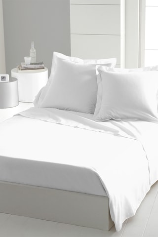 2 lençóis-lisos em algodão 57 fios/cm² - Branco e azul-pato