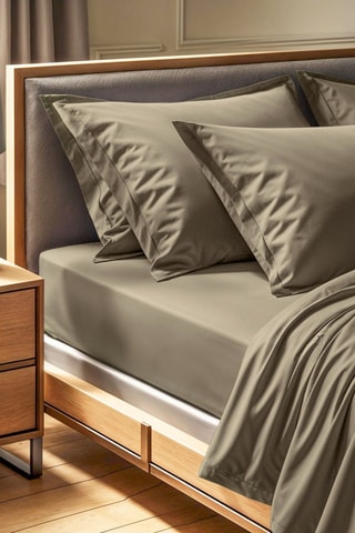 Drap-housse en coton renforcé 155 fils/cm² Tonne Verte - Beige