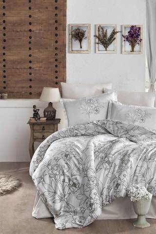 Parure de couette en coton 81 fils/cm² Tuluna - Gris et blanc