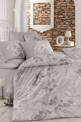Parure de couette en coton 56 fils/cm² Elena - Gris