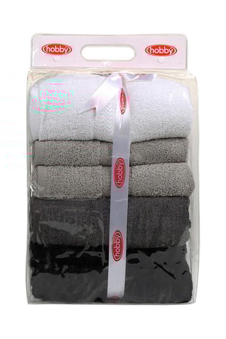 4 draps de douche - Gris - 70 x 140 cm