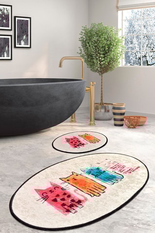 2 tapis de bain Baby Cats - Multicolore - 50 x 60 cm / 60 x 100 cm