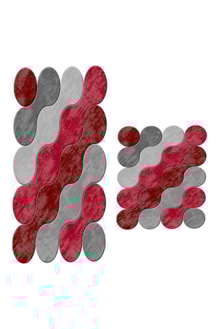 2 tapis de bain - Gris et rouge - 50 x 60 cm / 60 x 100 cm