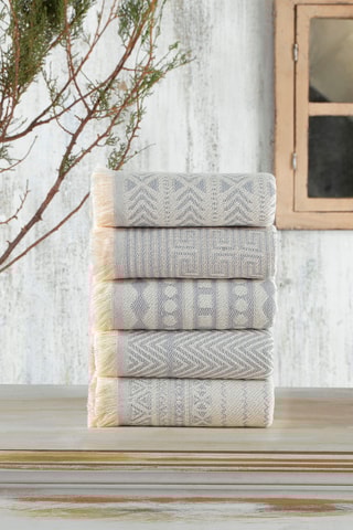 5 serviettes de toilette Maya - Gris - 38 x 65 cm