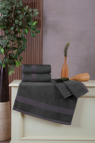 2 serviettes de toilette Delux - Anthracite - 50 x 90 cm