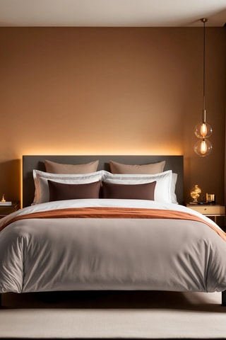 Housse de couette en coton - 57 fils/cm²  Tonne Brune - Beige