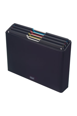 4 Snijplanken en Roestvrijstalen Opbergbak Folio Steel - 24 x 34 cm